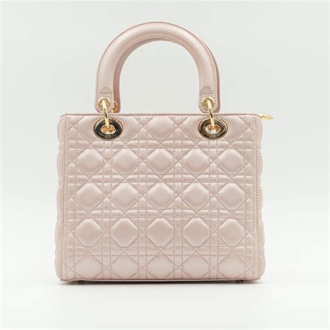 medium lady dior bag powder pink cannage lambskin